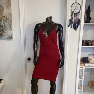 Elegant Red Halter Dress